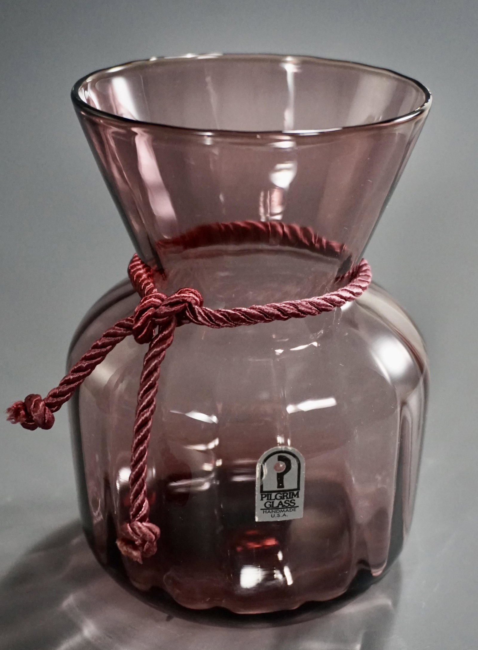 Amethyst Plum Paneled Sack Vase American Pilgrim Art: Amethyst Plum Paneled Sack Vase American Pilgrim Art Glass Approximately 5 11/16 inches tall.