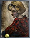 Mid Century Portrait of Woman Oil Painting on Art