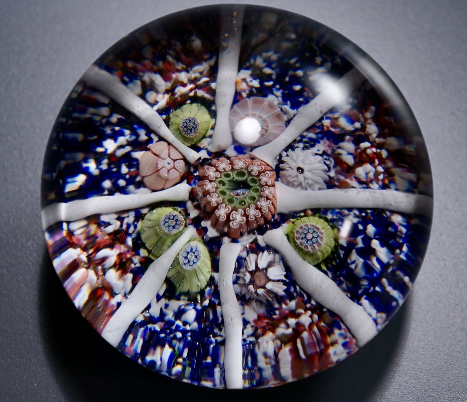 Vintage Perthshire Art Glass Radial Paperweight: Vintage Perthshire Art Glass Radial Paperweight Approximately 2 x 3 inches in diameter.