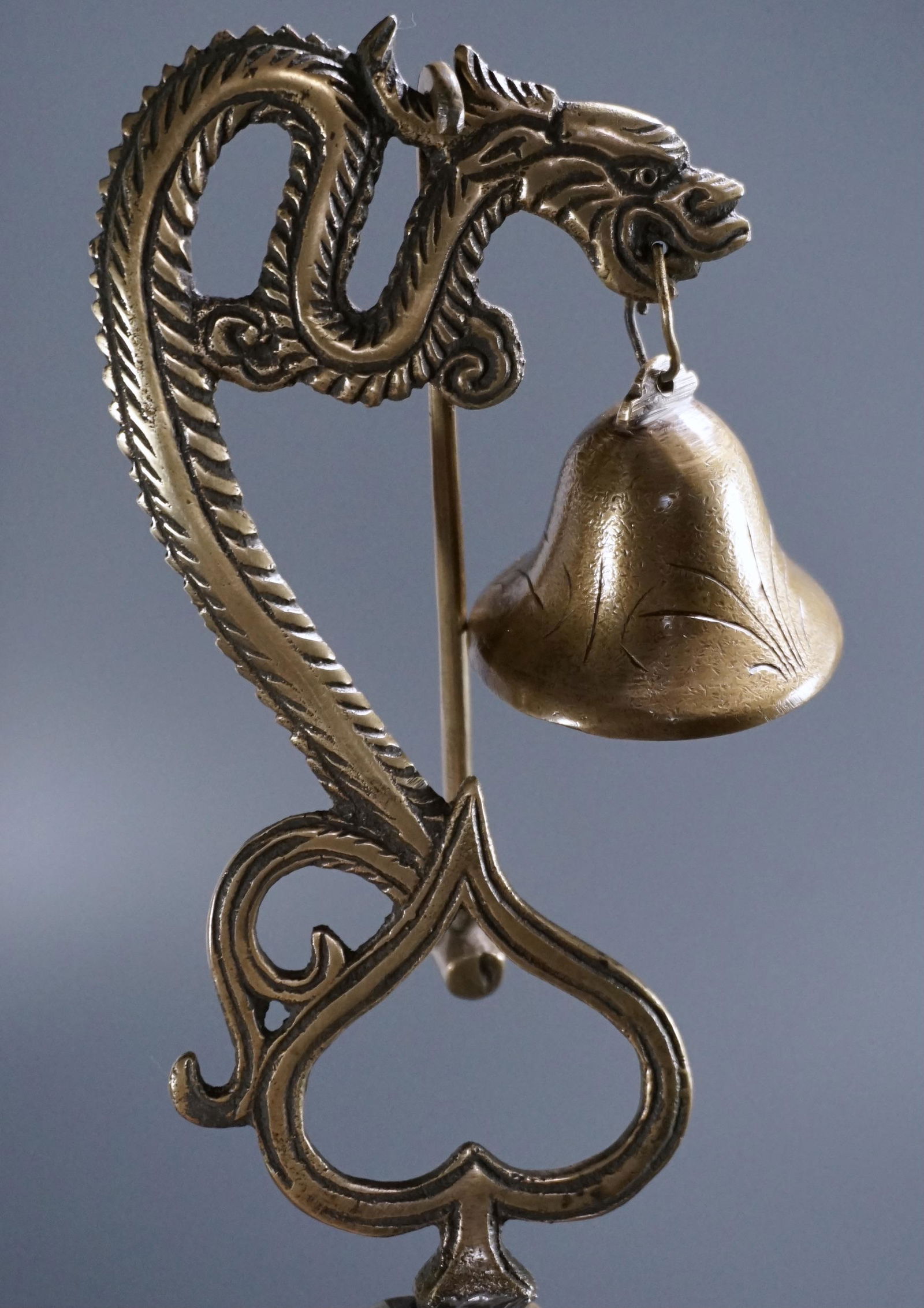 Chinese Cast Brass Dragon Gong Bell Set (1 of 6)