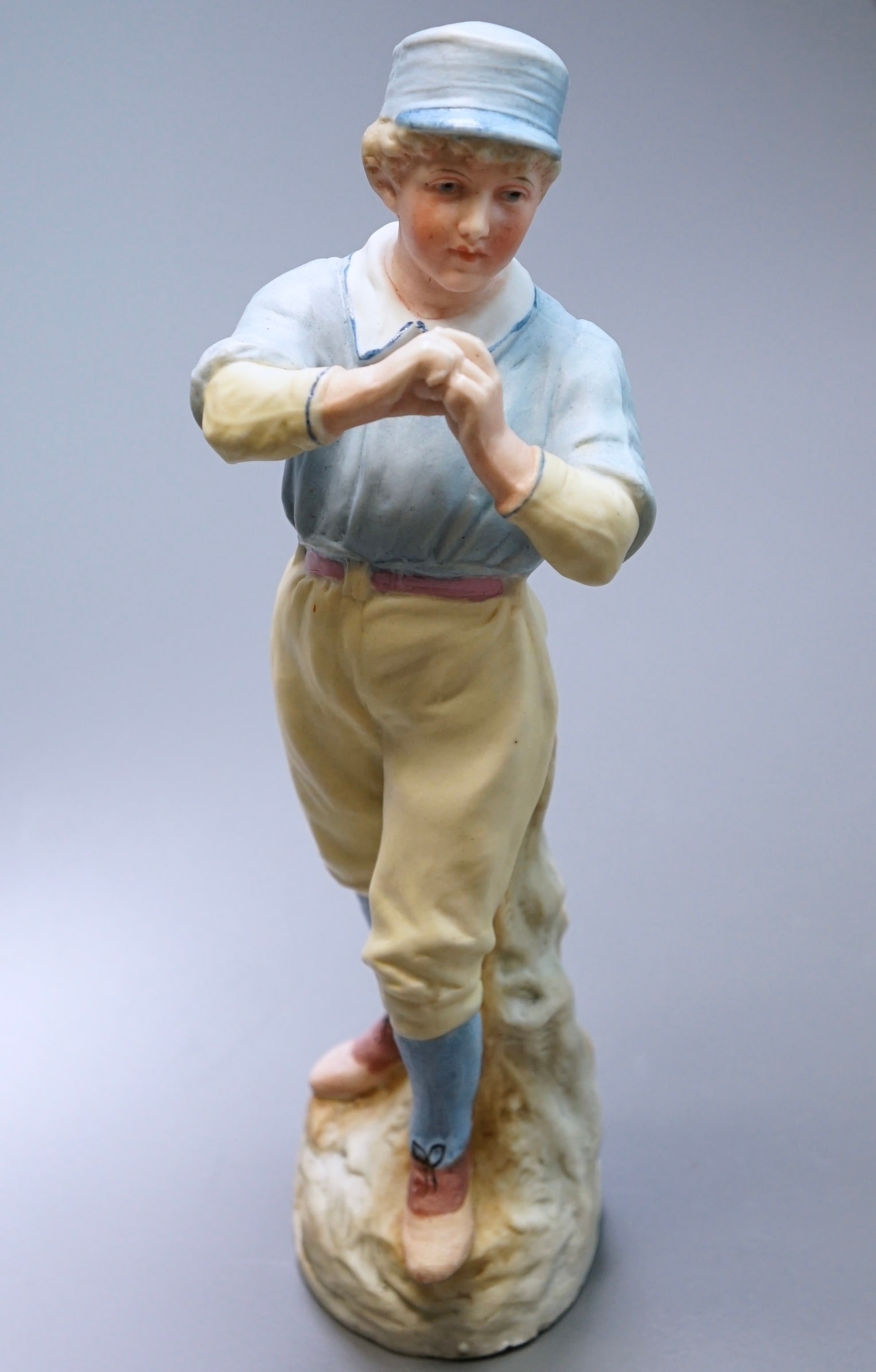 Antique German Baseball Bisque Porcelain Pitcher Boy Figurine Unmarked Heubach (1 of 9)