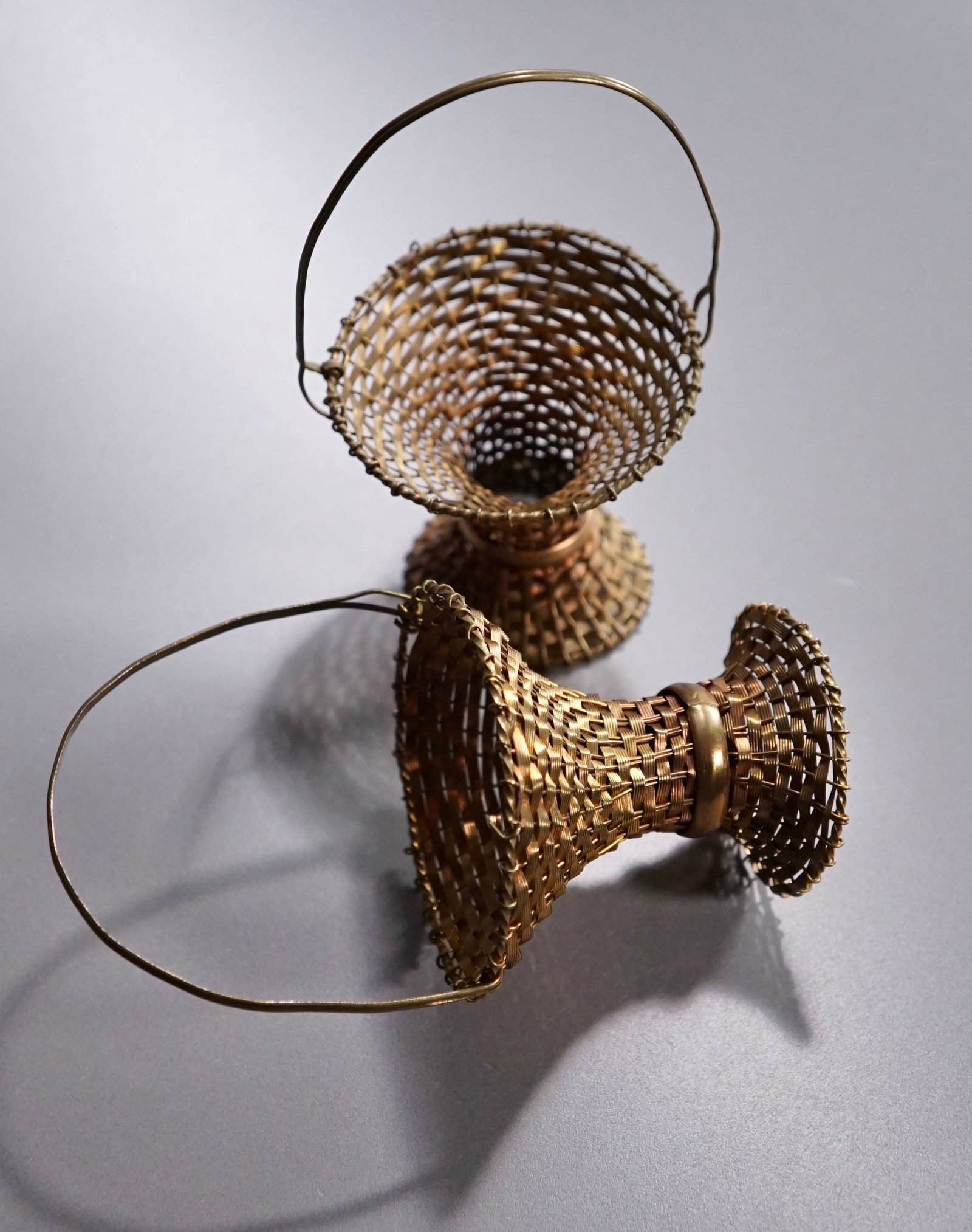 Pair Antique French Brass Wire Baskets (1 of 5)