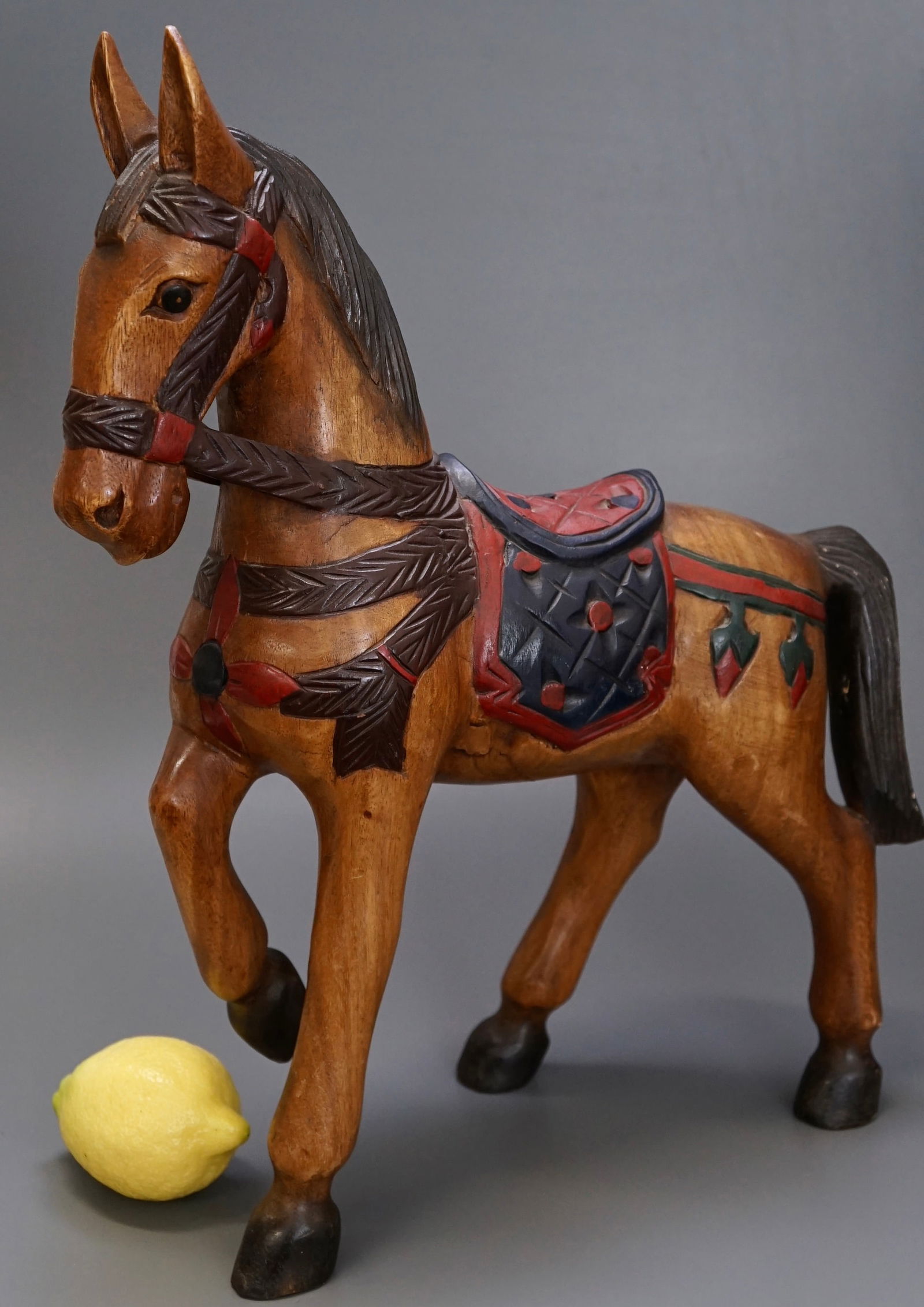 Folk Carving Carousel Horse Carved Wood Painted Large Figurine (1 of 9)