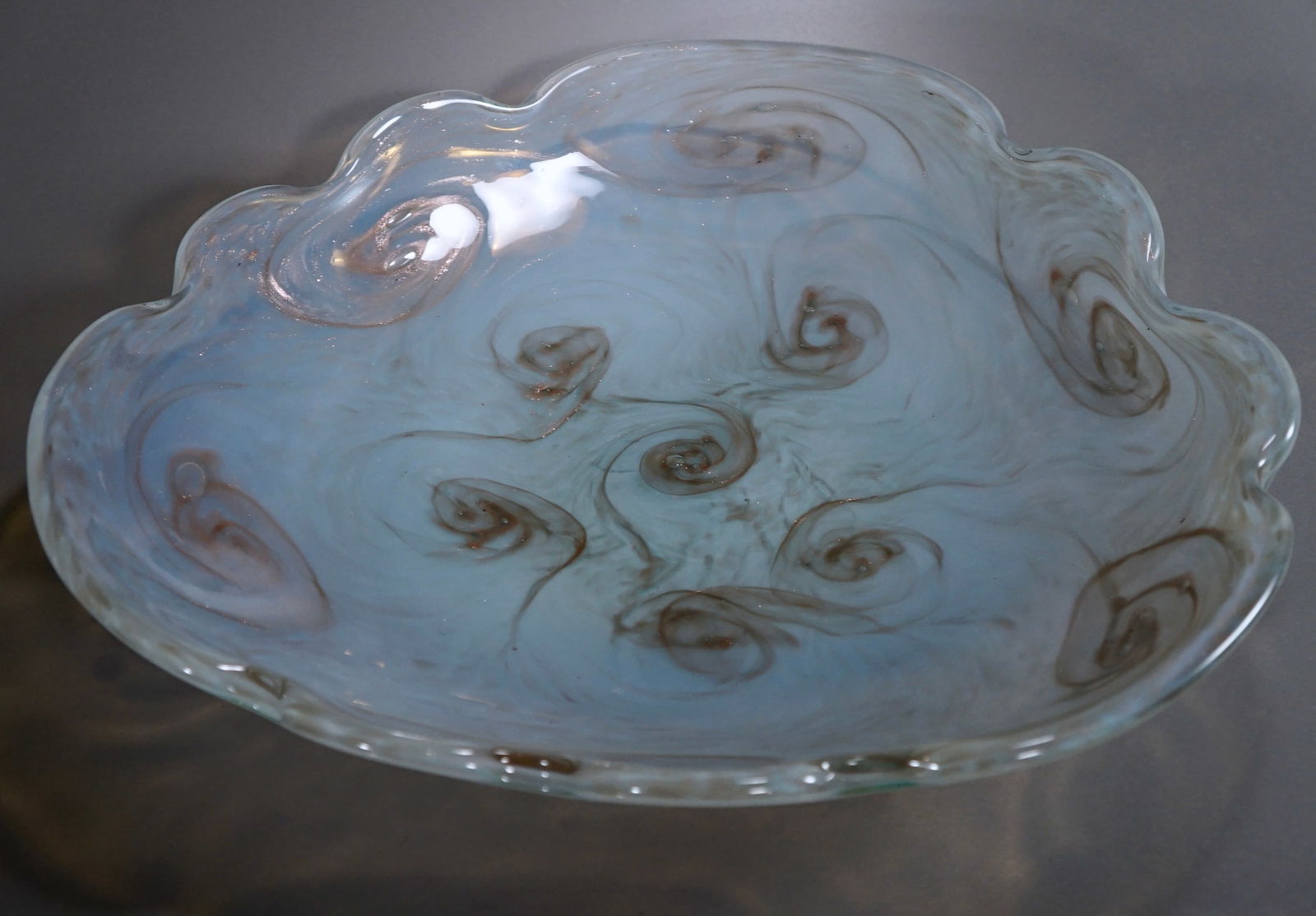Large Vintage Fratelli Toso Murano Aventurine Swirl Art Glass Platter (1 of 8)
