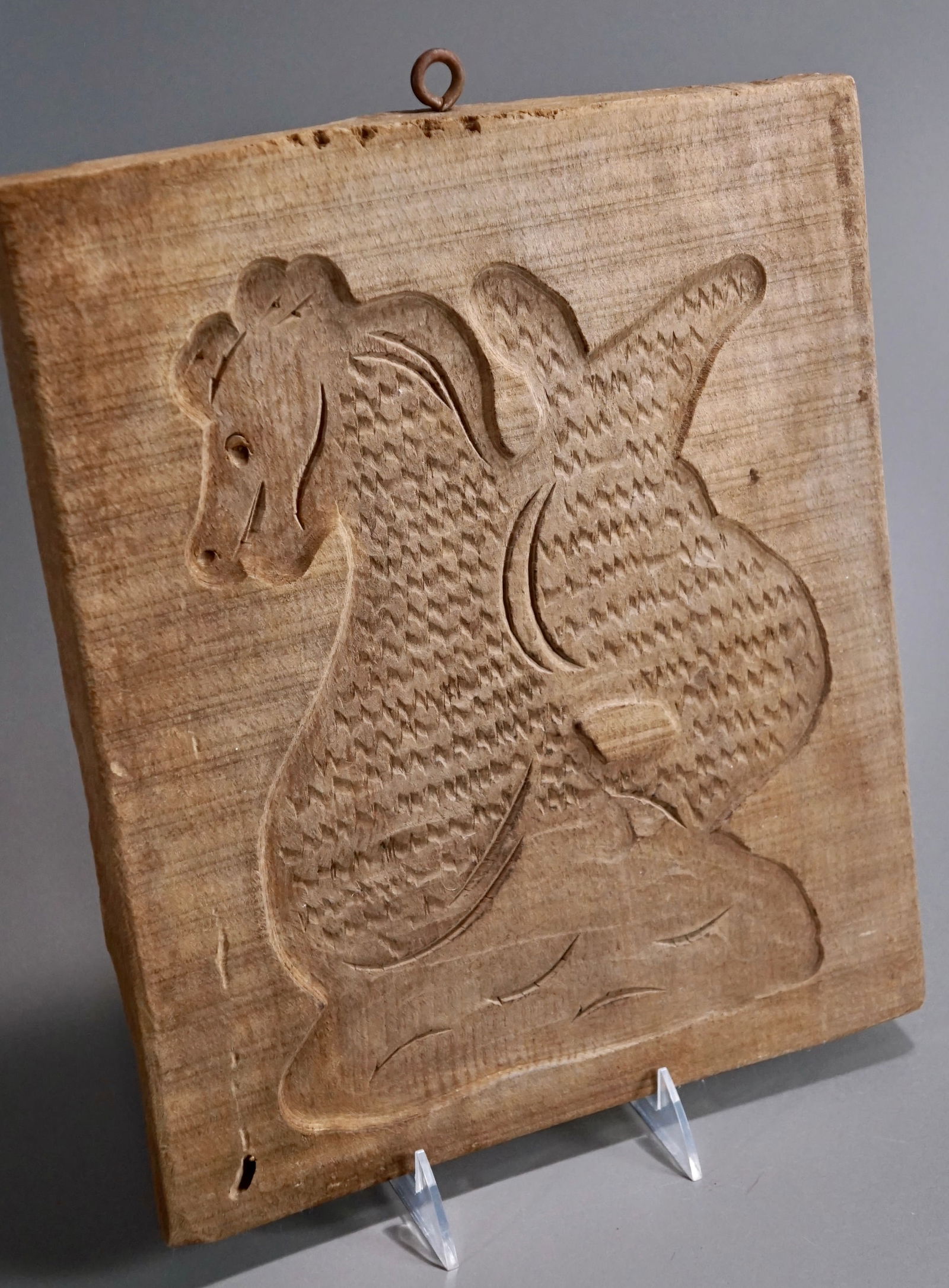 Carved Wood Dragon Large Cookie Mold Primitive Kitchen Wall Plaque (1 of 3)