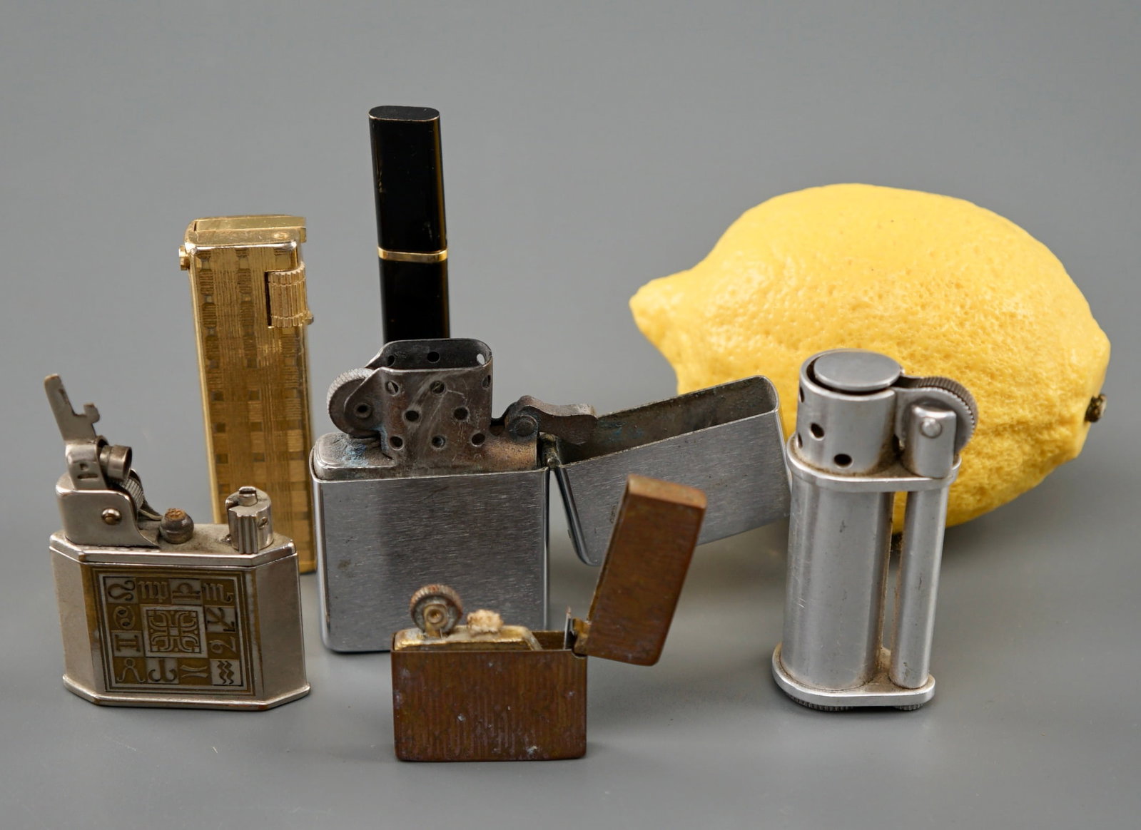 Vintage Cigarette Lighters Zippo Bradford Baby Mylflam Made in Germany Signal-U etc Lot of 6: Vintage Cigarette Lighters Zippo Bradford Baby Mylflam Made in Germany Signal-U etc Lot of 6 Approximately from 1 3/8 x 3 1/8 inches tall. Shipping Estimate:SHIPTHEBAY estimate for shipping of this lo