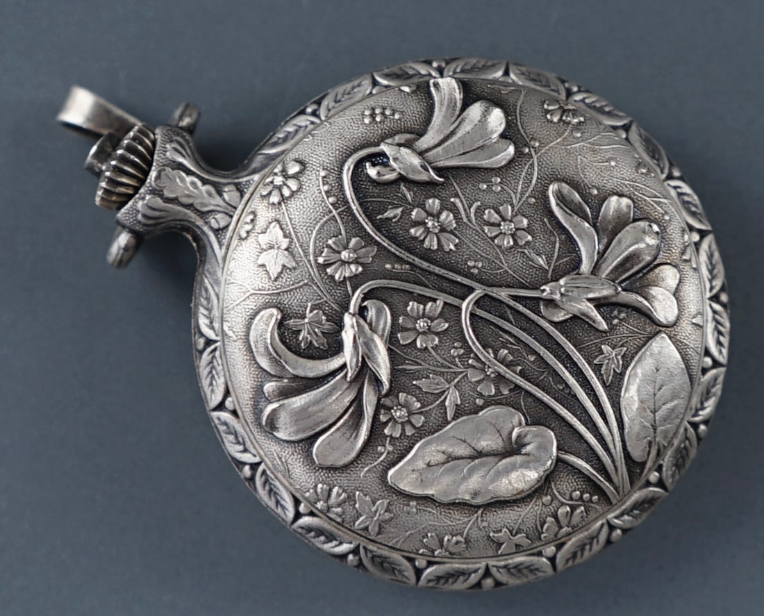 Art Nouveau Style Pocket Watch Unused Hunter Case Equestrian Framont Vintage Swiss Made Mechanical (1 of 6)