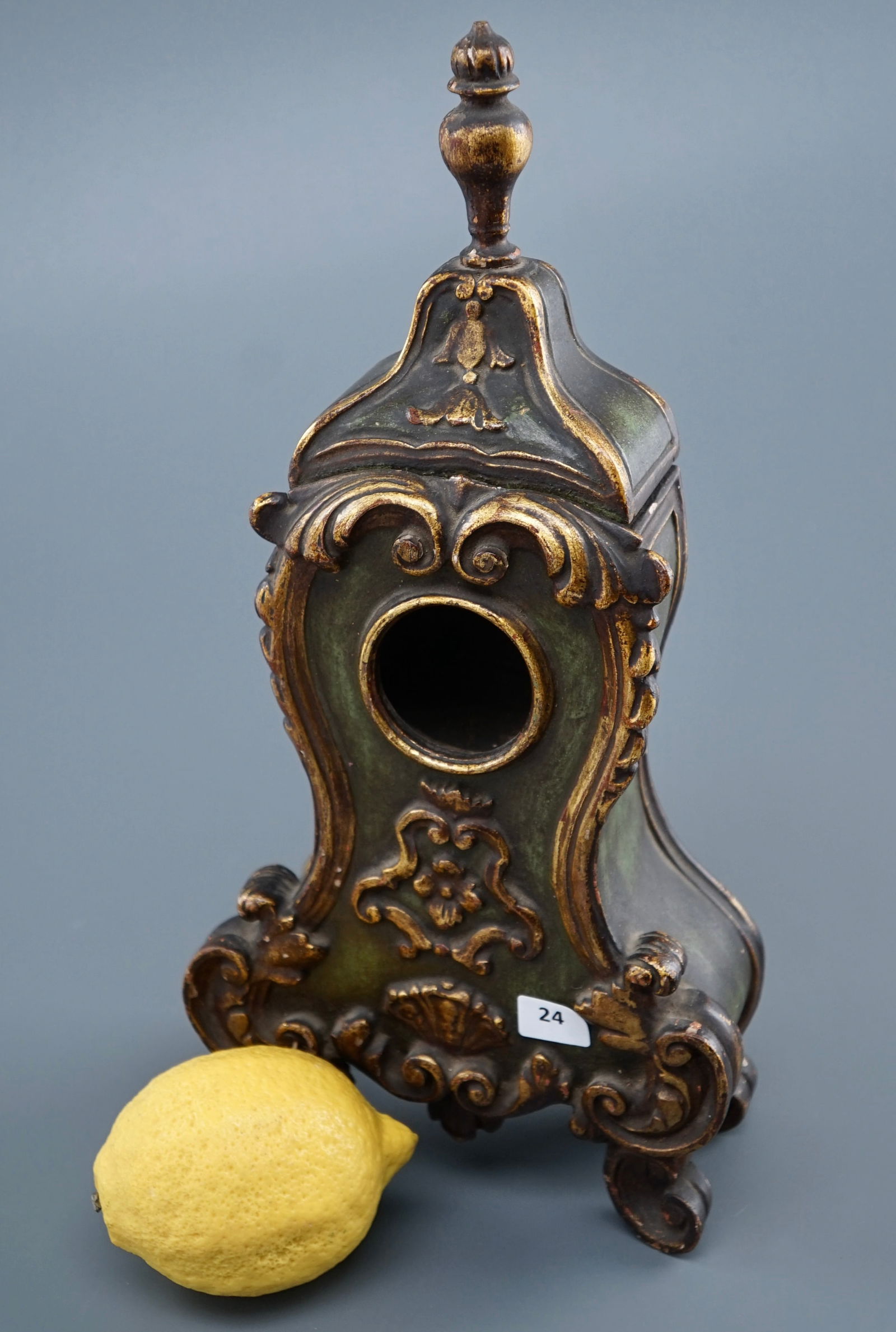 Italian Pocket Watch Stand Carved Wood Polychrome Painted Cabinet (1 of 7)