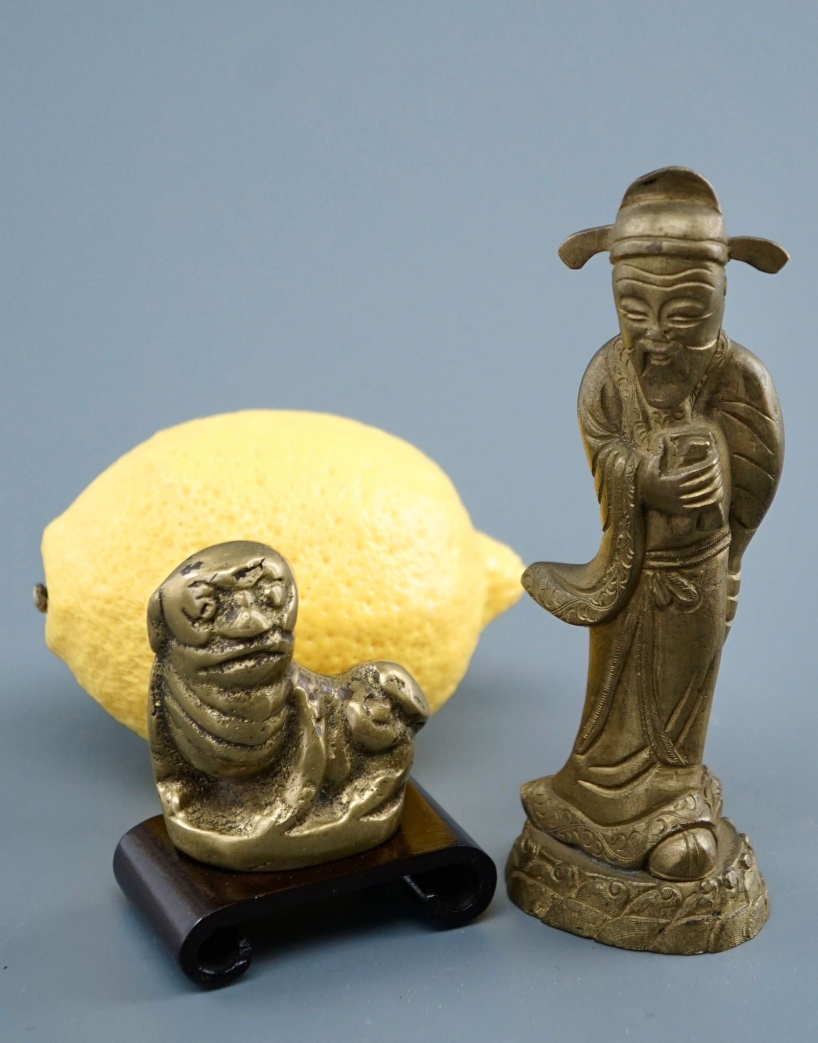 Oriental Foo Dog Immortal Small Brass or Bronze Figurines Lot of 2 (1 of 6)