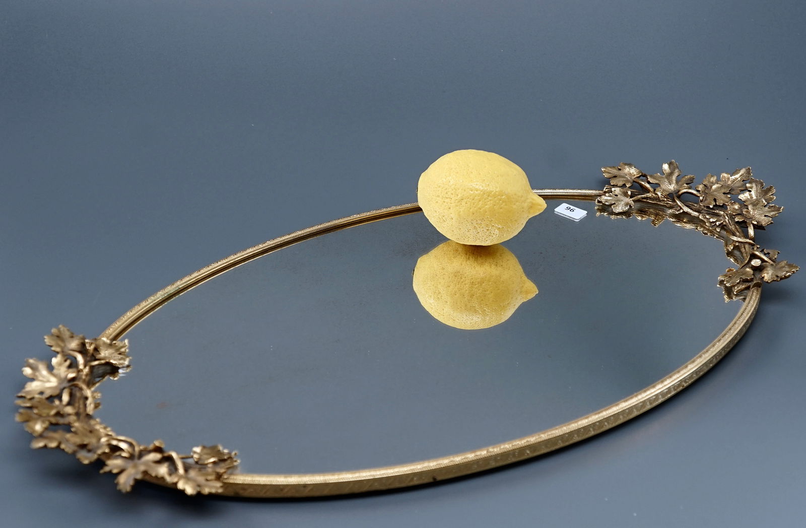 Vanity Perfume Tray Mirrored Plateau Gold Leaf Handles (1 of 6)