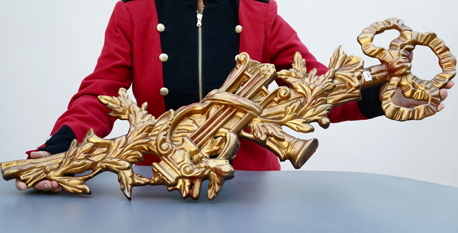 Italian Carved Wood Musical Bow Swag Gold Gesso Wall Hanging (1 of 9)