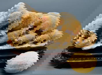 Chinese Detailed Bolder Stone Carving Depicting Bears