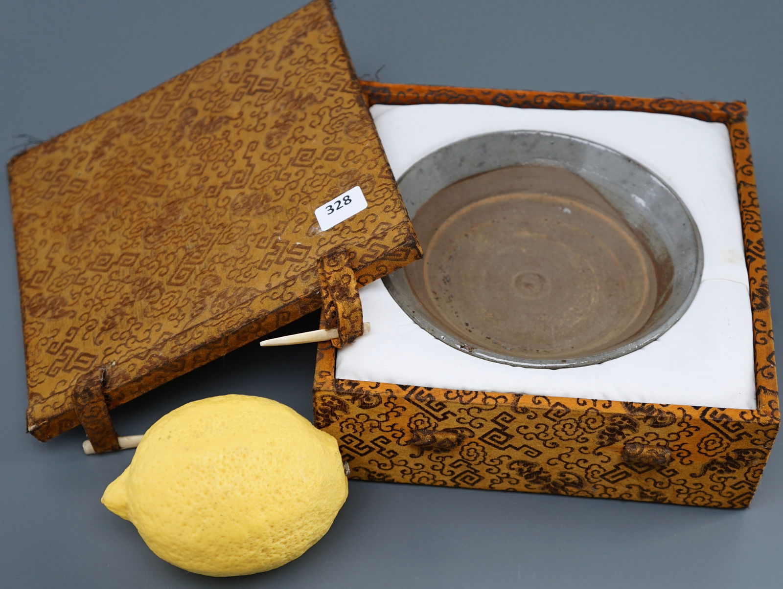 Small Oriental Brown Grey Glazed Ceramic Bowl Boxed (1 of 6)