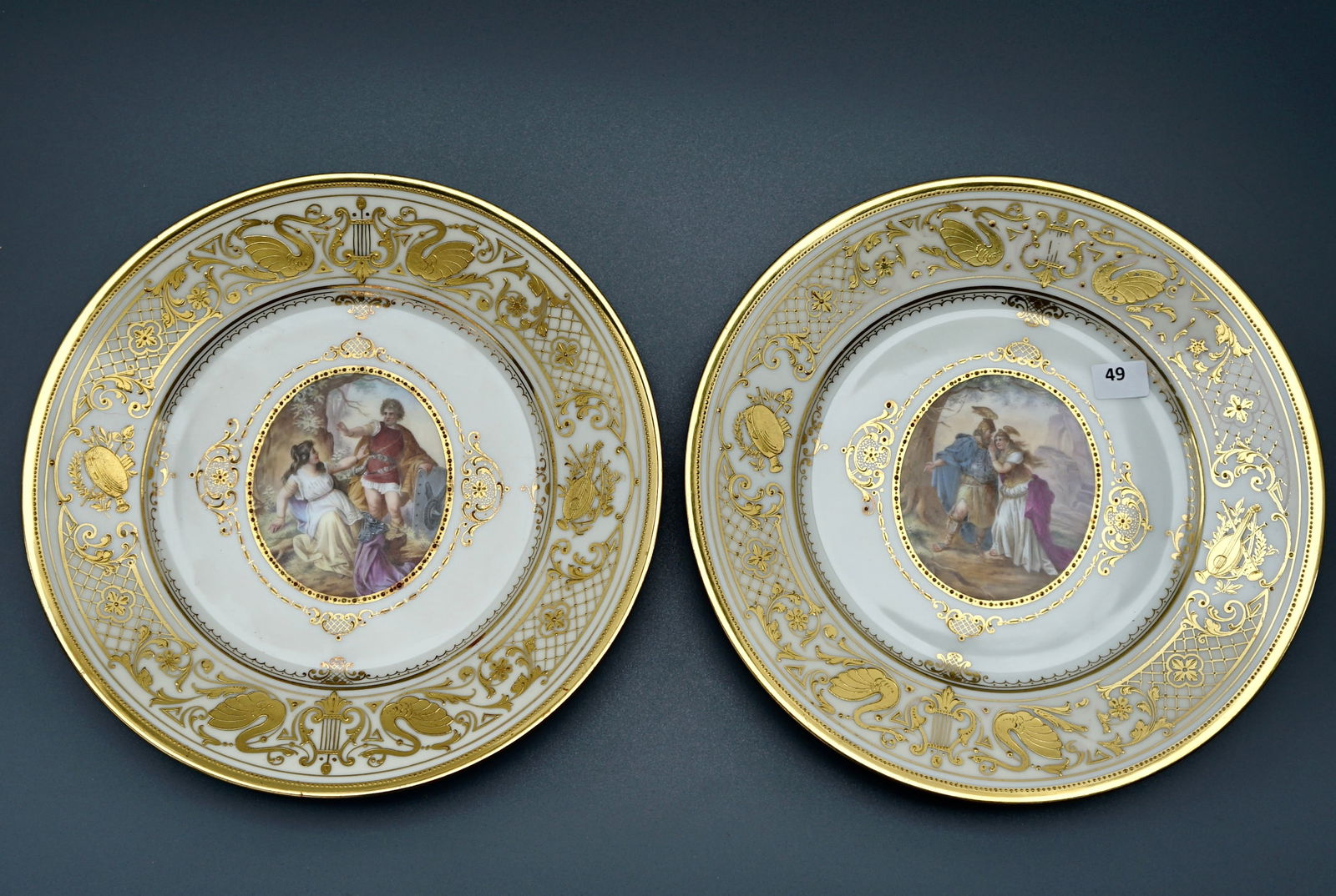 Saxon Porcelain Cabinet Hand Painted Plate Valkyrie III Act & Siegfried III Act Lot of 2 Opera (1 of 11)