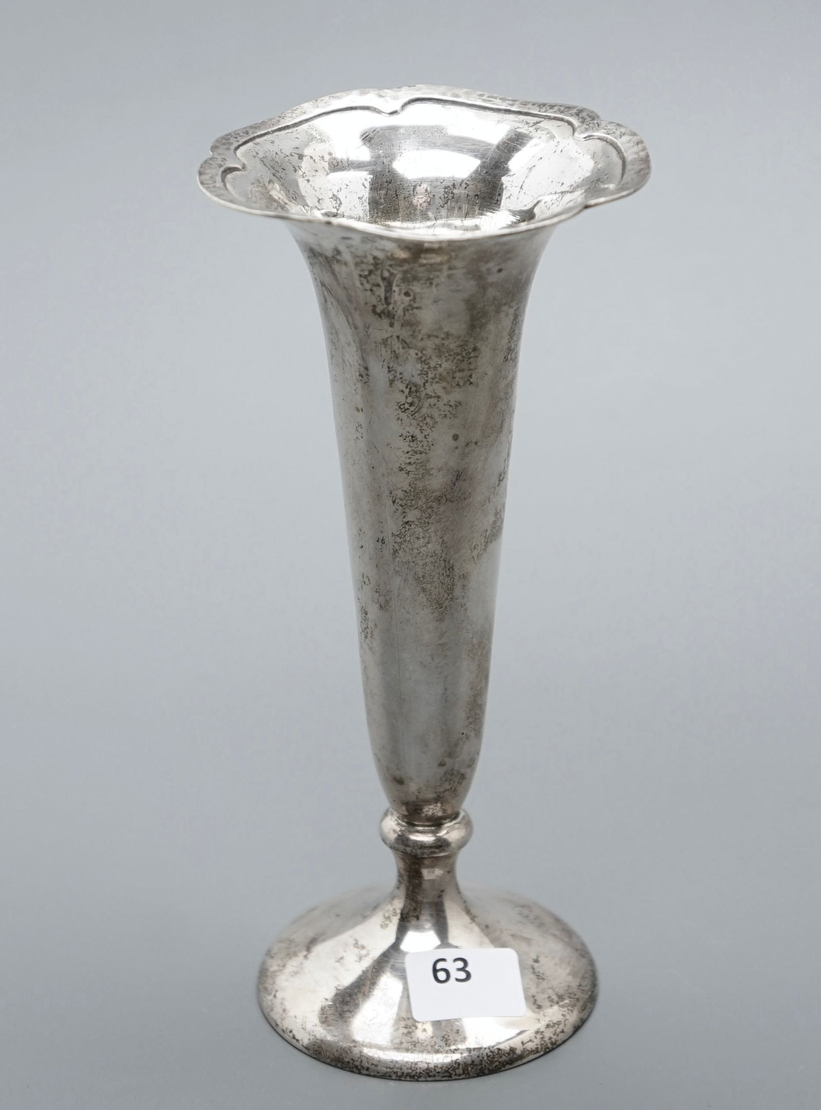 Hammered Strap Sterling Silver Trumpet Vase Antique Hirschman & Co c 1900 (1 of 6)