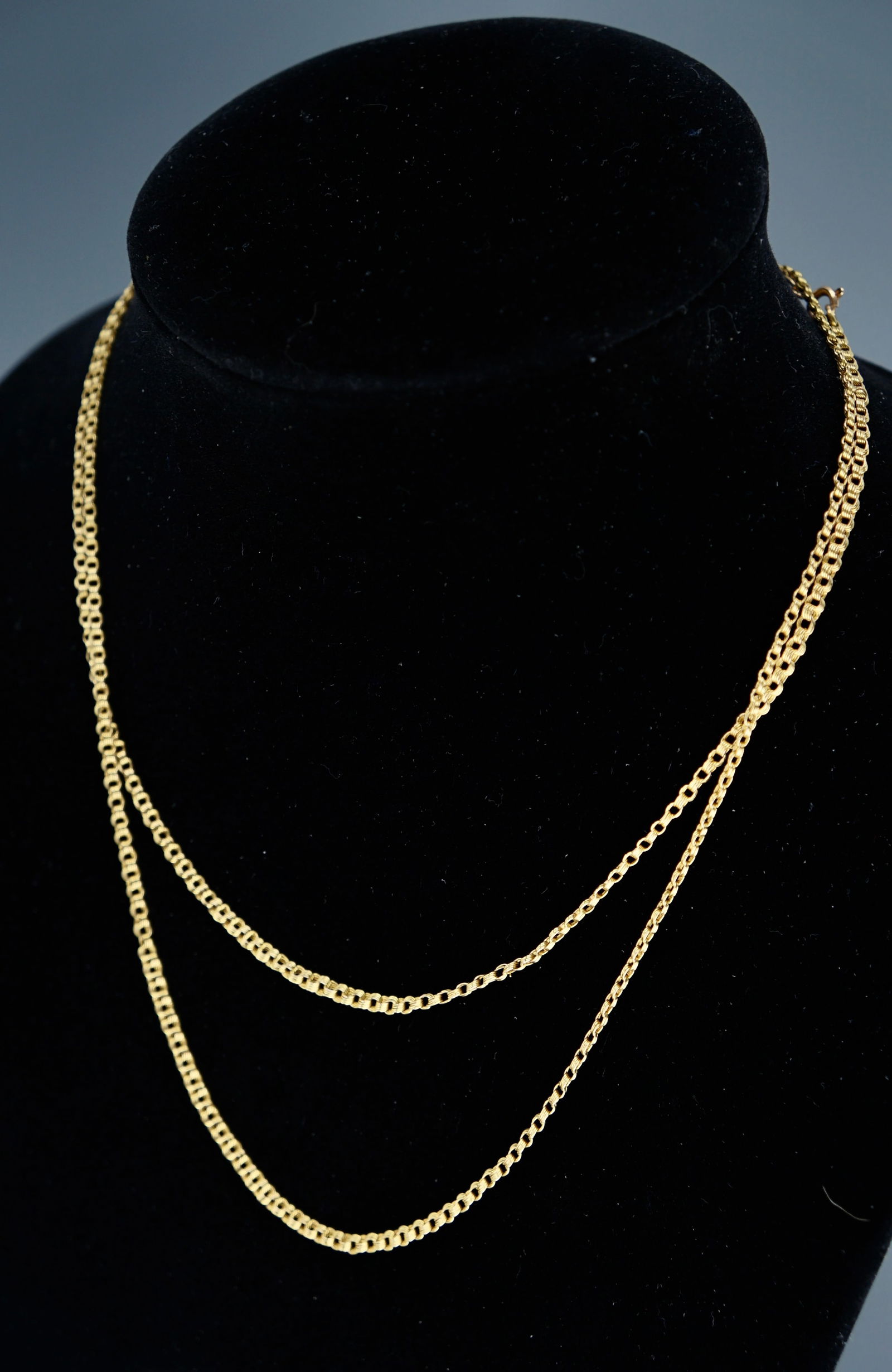 Antique Russian Empire Solid Gold Long Neck Chain Necklace Soviet Union Replaced Clasp marked with (1 of 5)
