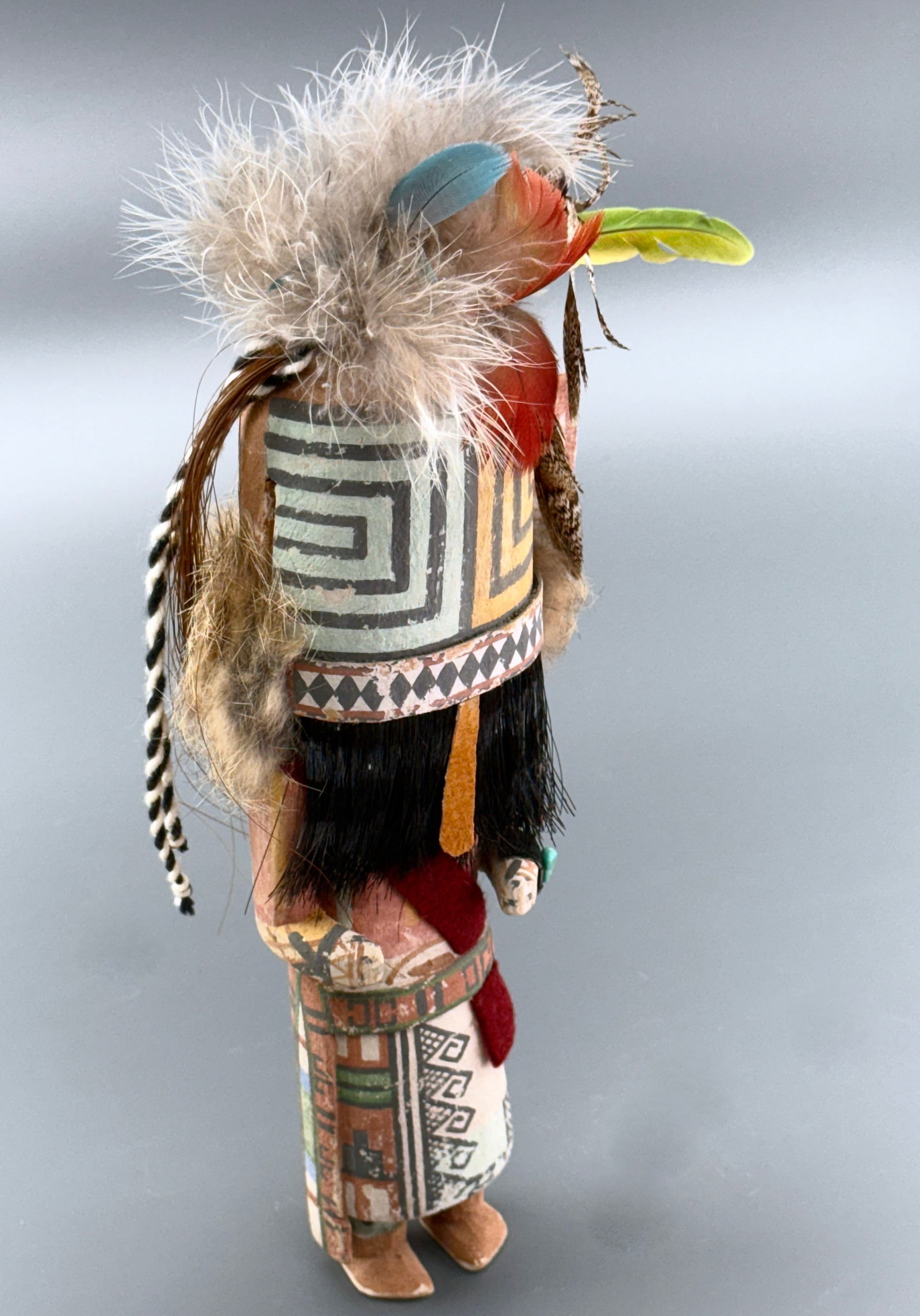 Vintage Kachina Doll Wooden Polychrome Decorated Native American Spiritual Figurine Fur & Weather (1 of 8)