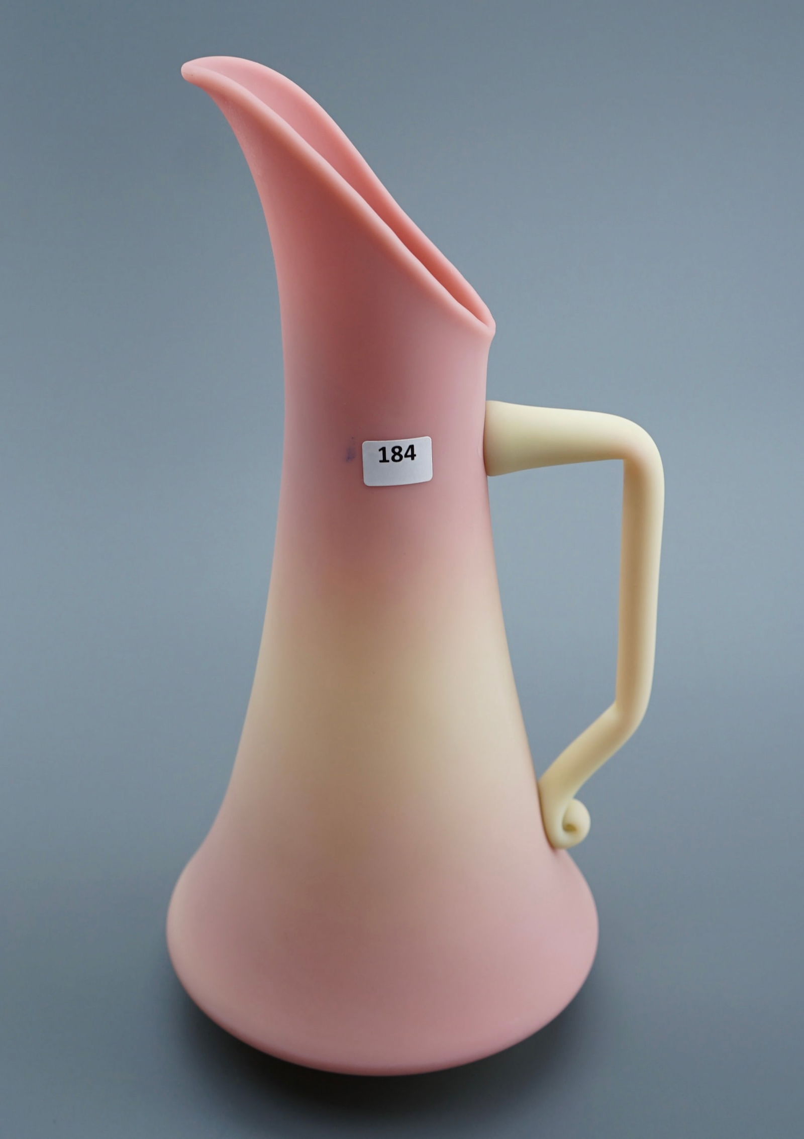 Antique Victorian Peachblow Burmese Glass Lemonade Water Pitcher Peaked Spout Applied Handle Mount (1 of 7)