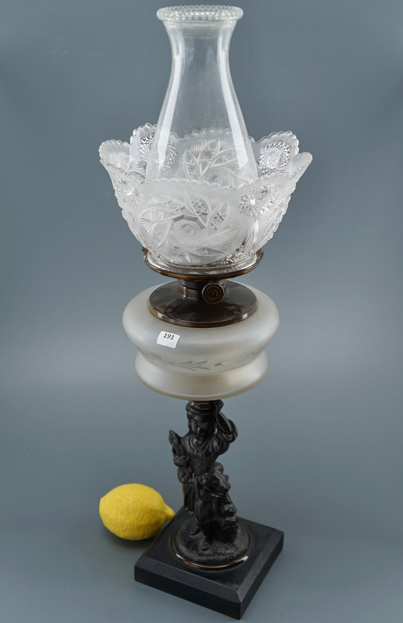 Antique Victorian Figural Base Kerosene Lamp (1 of 10)