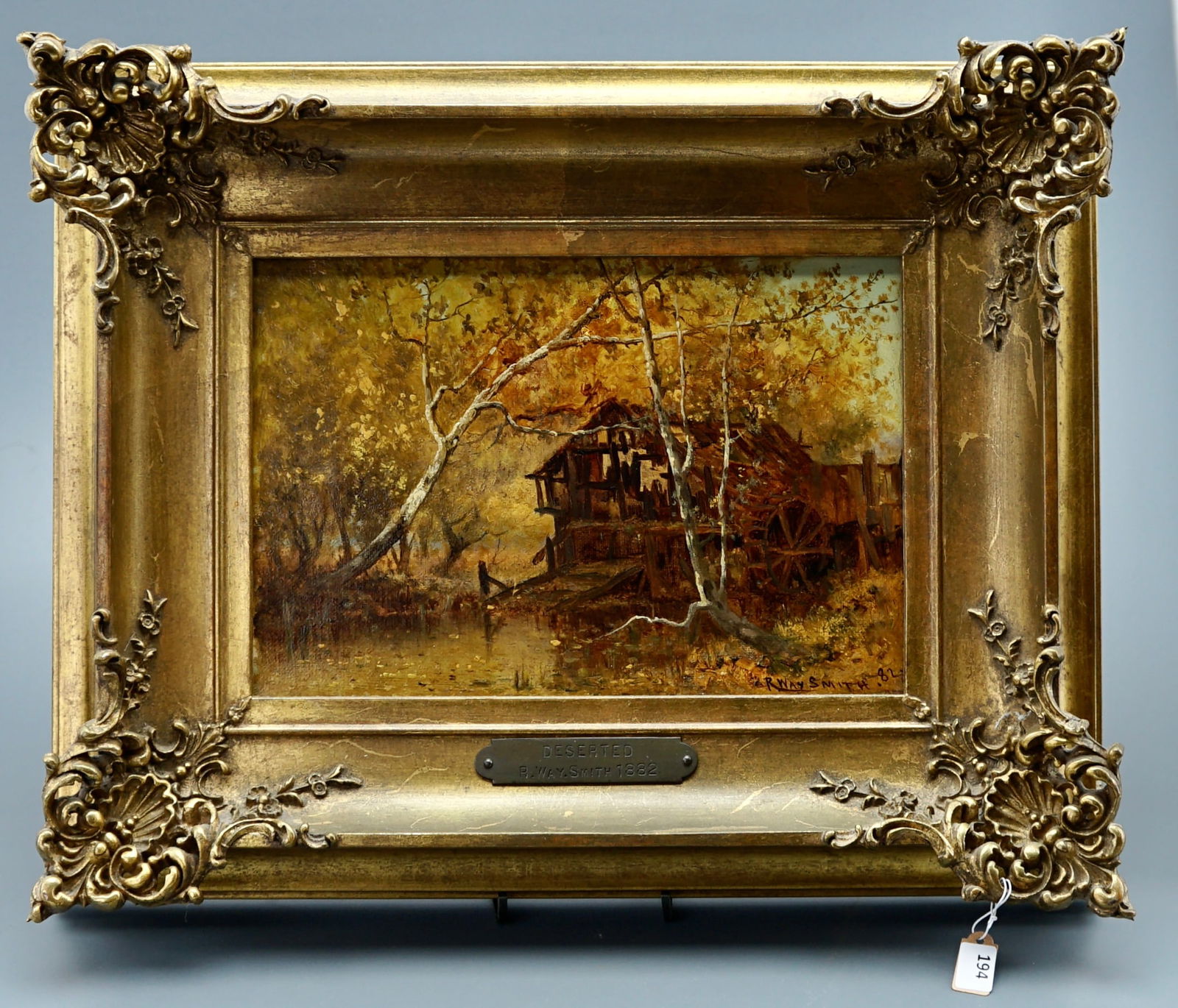 Rufus Way Smith American 1840-1900 Oil on Canvas Painting Ornate Gold Frame Tarnished Brass Plate (1 of 8)