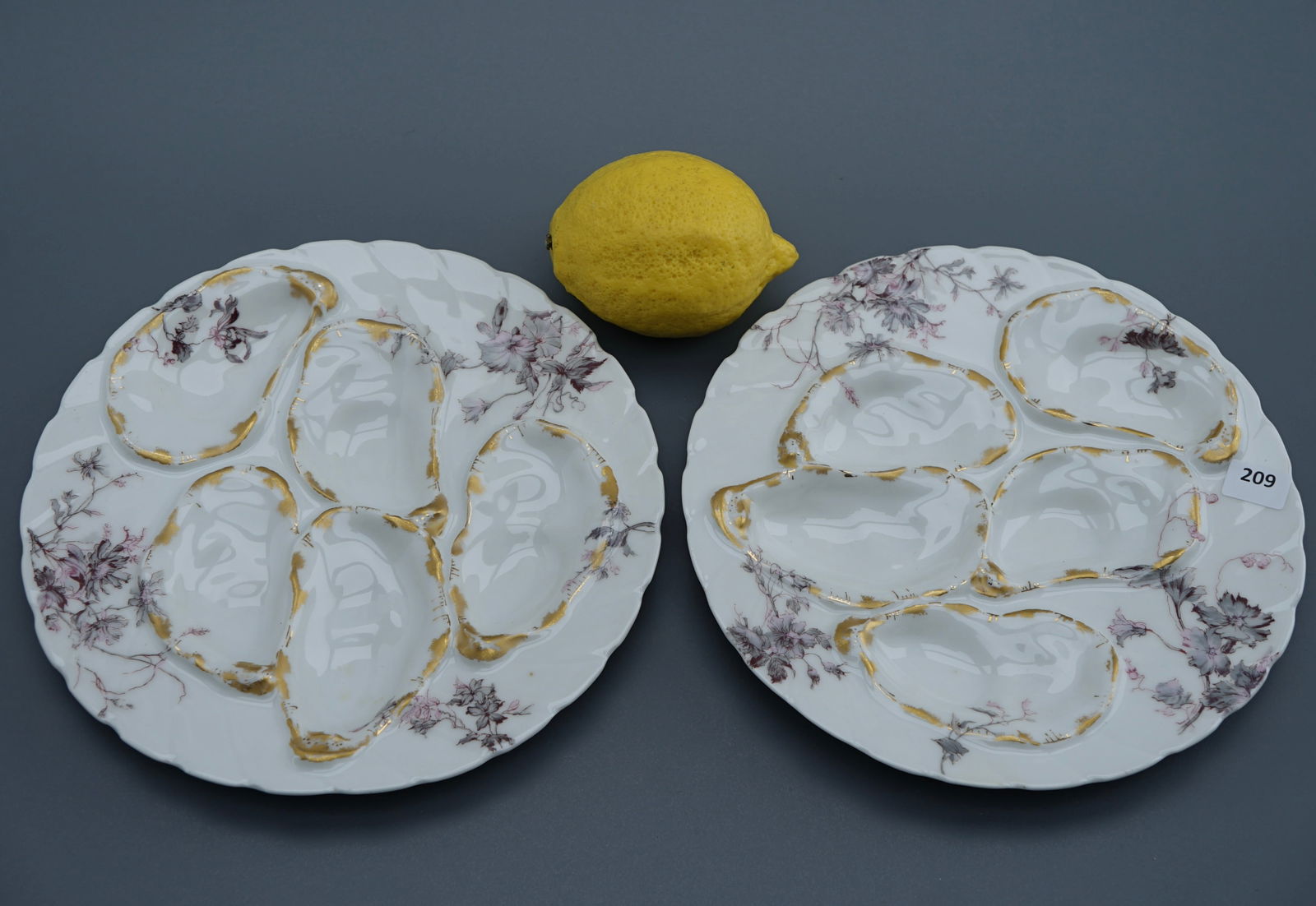 Antique Oyster Plate Haviland Limoges Pair Thick Naturalistically Molded Porcelain Oyster Serving (1 of 6)