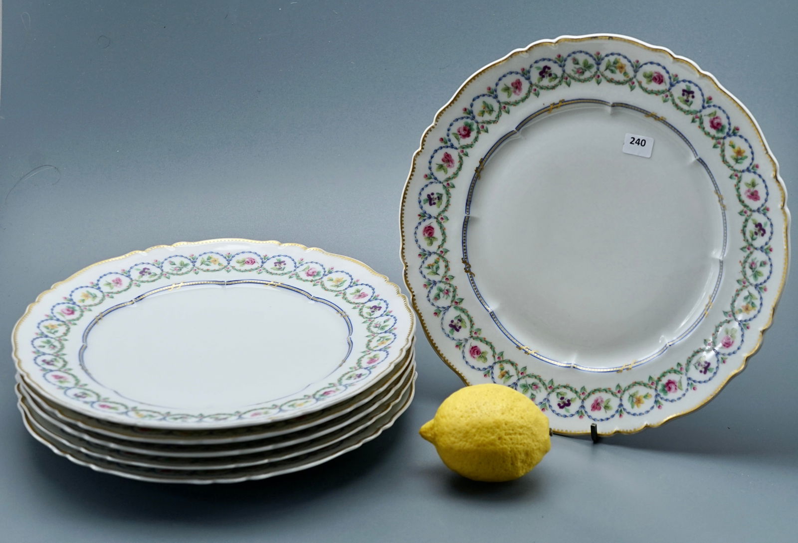 French Haviland Limoges Porcelain Dinner Plates in Sevres Pattern Set of 6 (1 of 7)