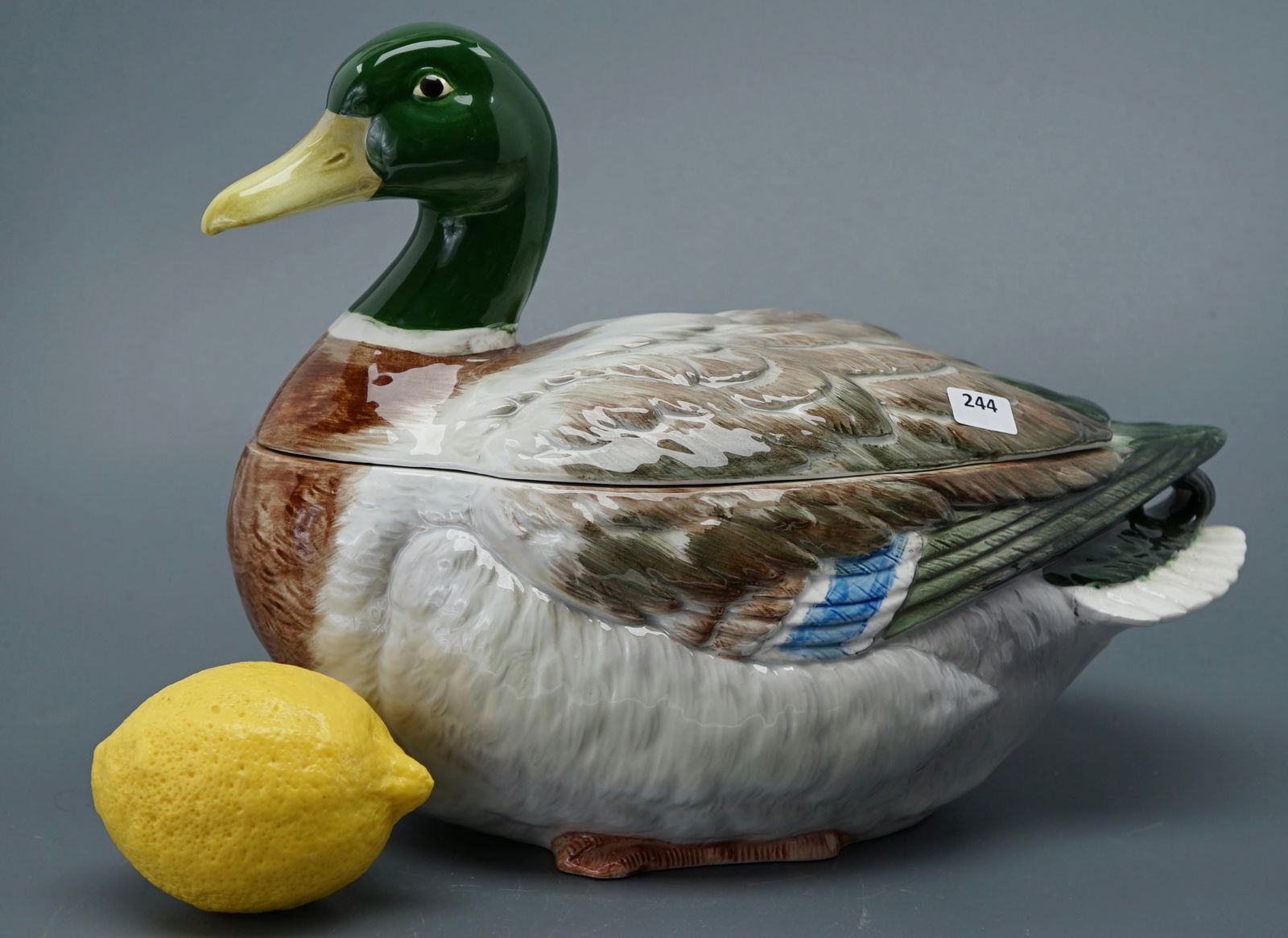 Vintage Mid Century Large Duck Box Covered Serving Dish Unused Colorful Otagiri Ceramic (1 of 7)