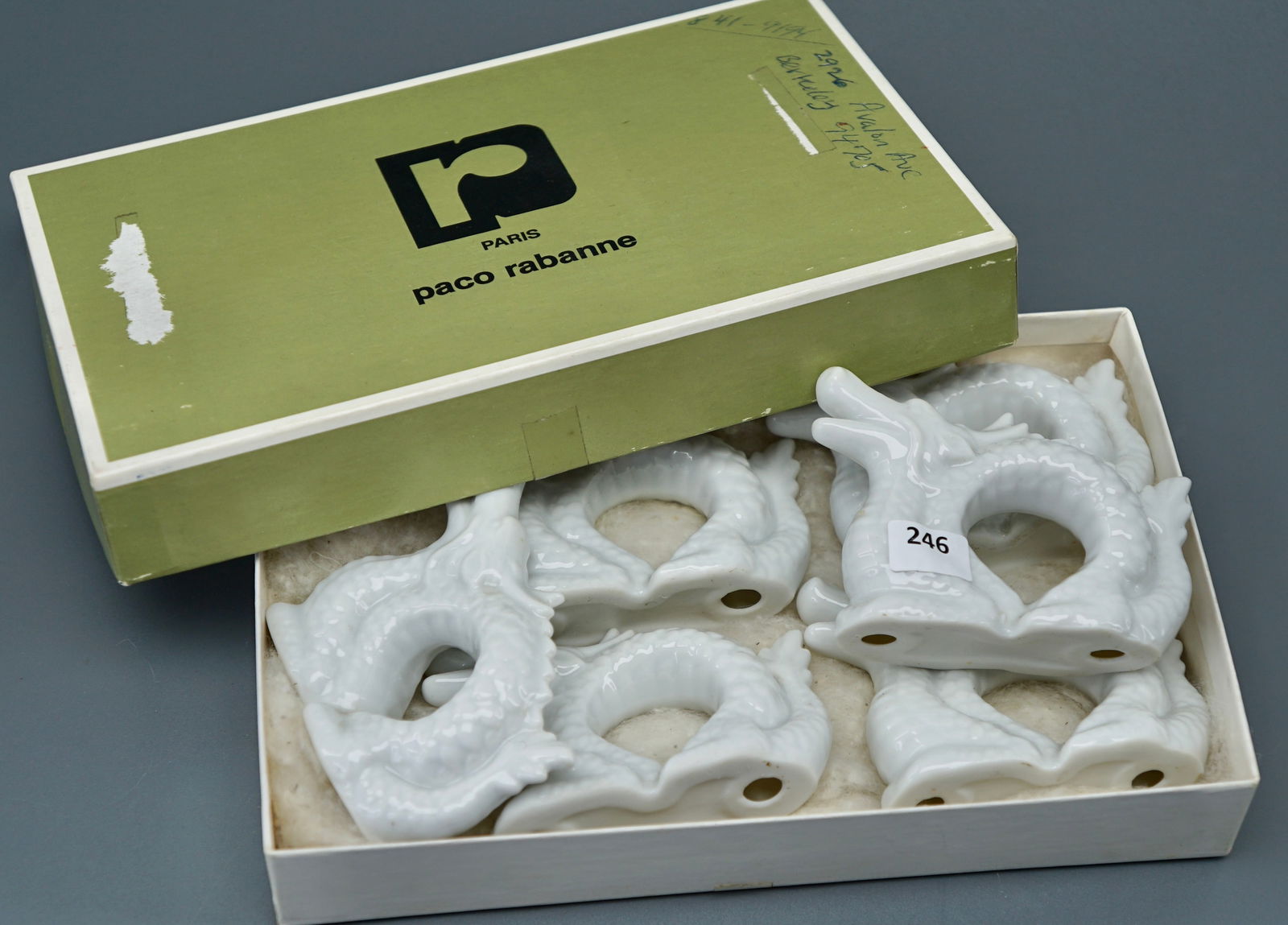 Oriental Dragon Blanc de Chine Porcelain Napkin Rings Lot of 6 Unmarked: Oriental Dragon Blanc de Chine Porcelain Napkin Rings Lot of 6 Unmarked Approximately 3 1/2 x 2 3/4 inches tall, approximately 1 1/8 inches in diameter opening. SHIPPING & PICKUP: For local customers