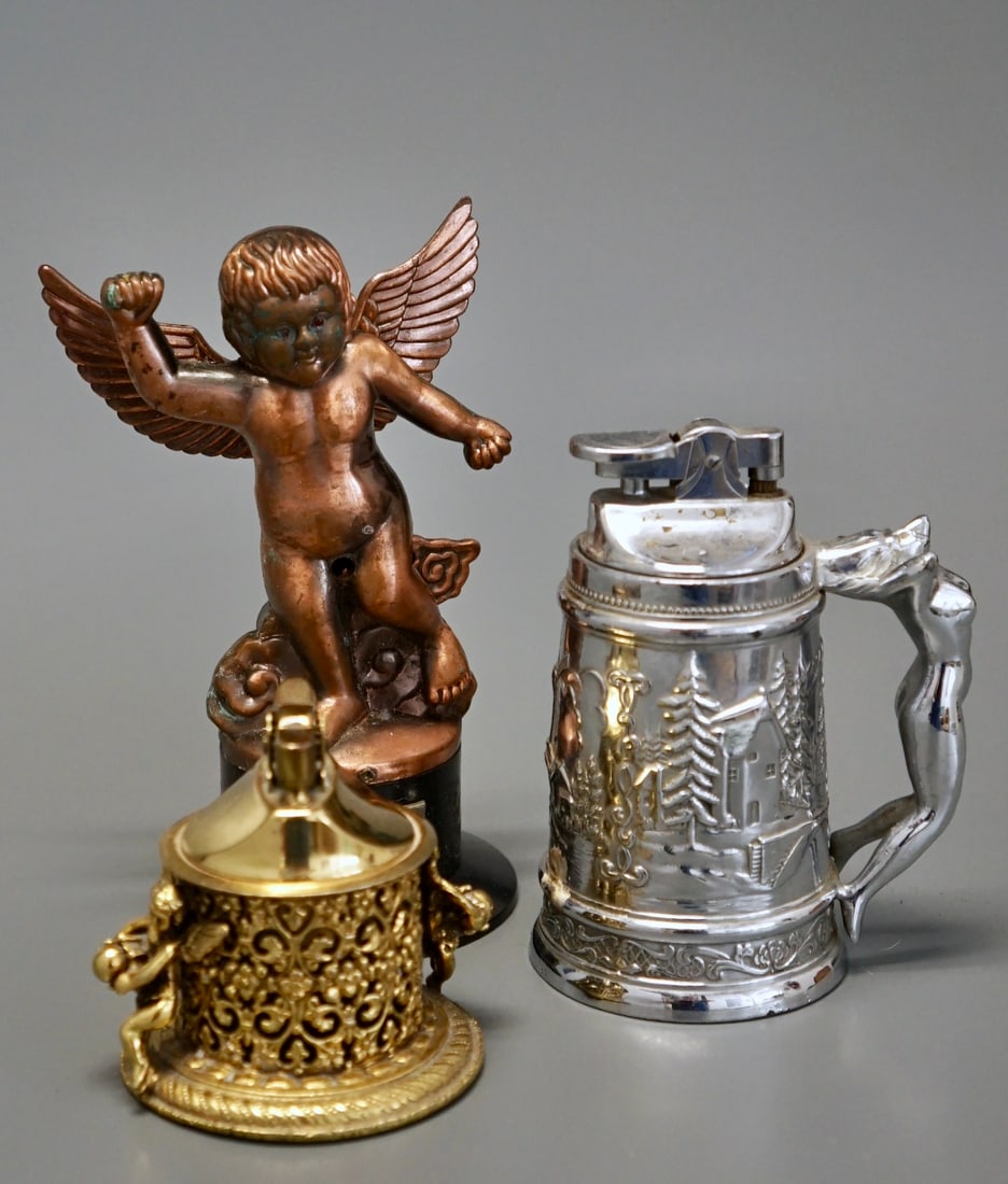 Table Lighter Angel Beerstain Novelty Cigarette Tabletop Lighters Lot of 3 (1 of 4)