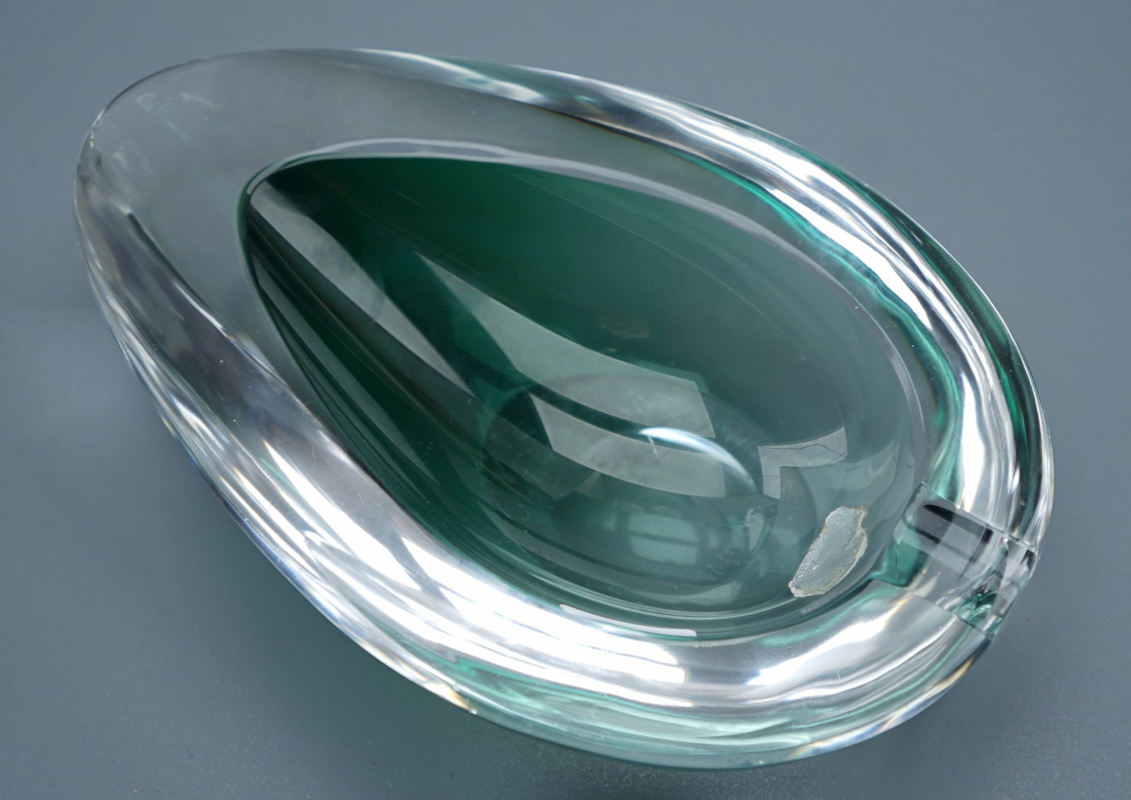 Vintage Val St. Lambert Green Avocado Ashtray Cristallerie du Val Saint Lambert Signed Art Glass (1 of 7)