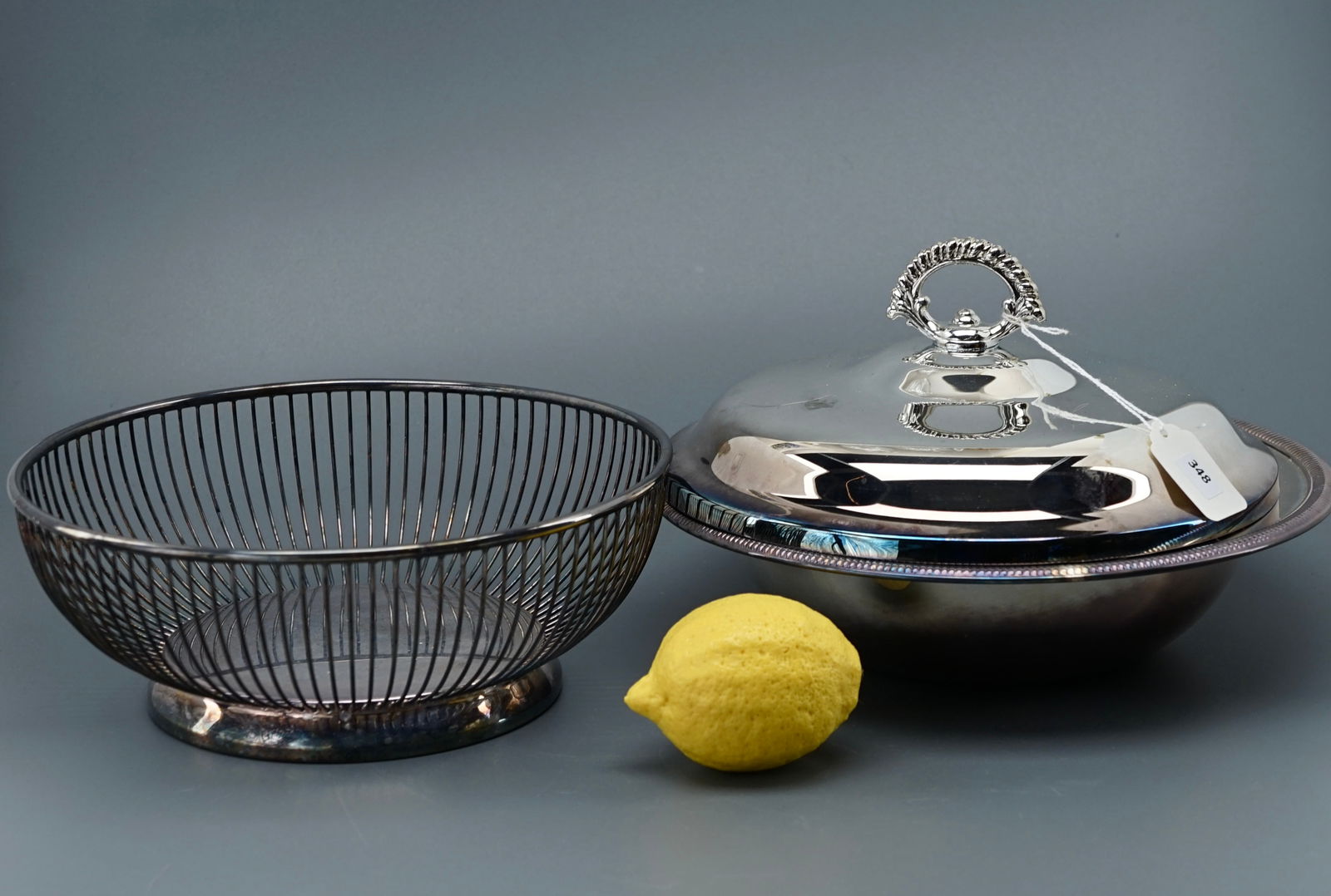 Vintage Holloware Gorham Silver Wire Bread Basket & WM Rogers Silver Plate Lidded Serving Bowl Lot (1 of 7)