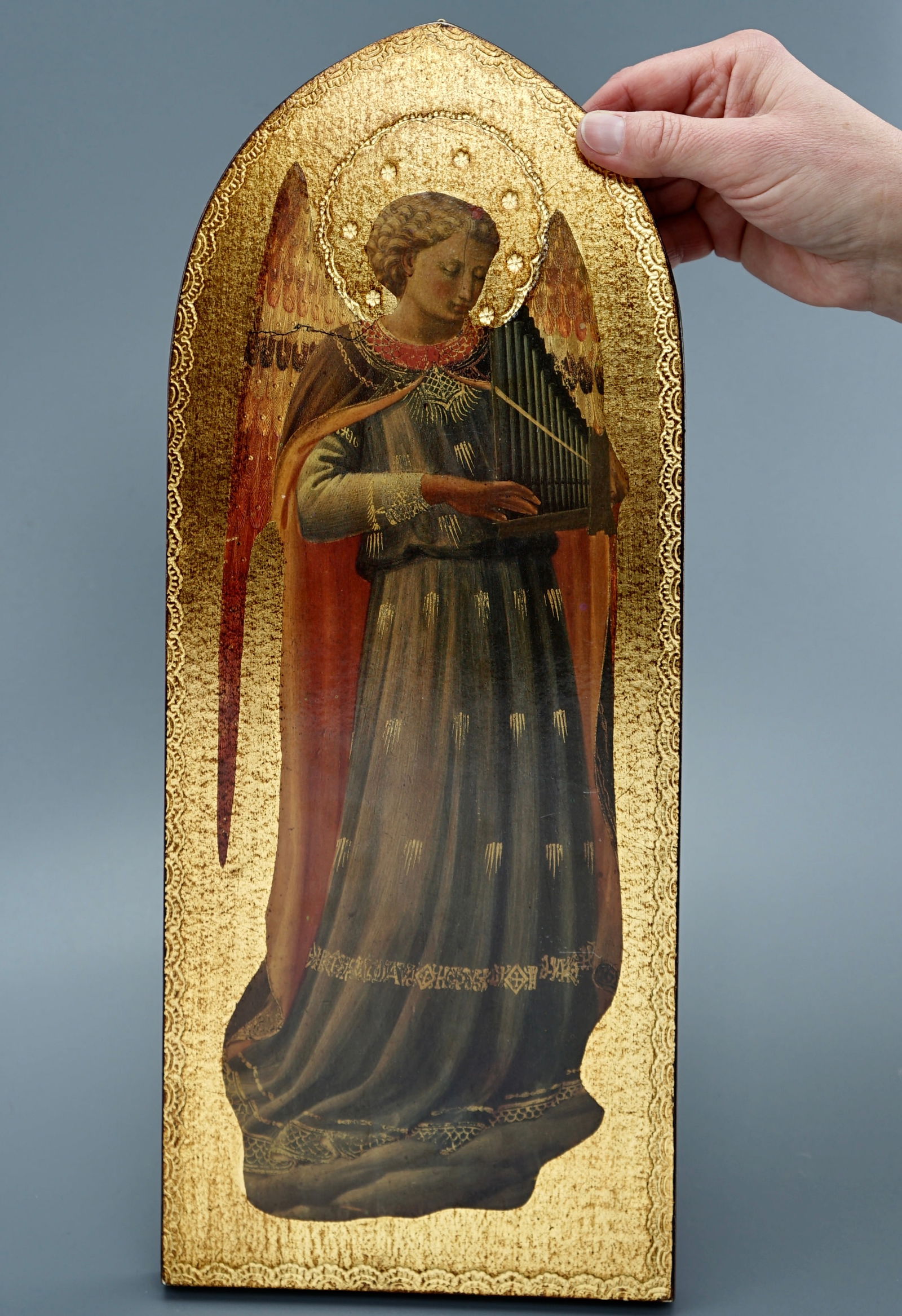Italian Angel Gold Leaf Gilded Arched Icon Florentine Boteghe Wall Plaque Vintage Fund Stored for 30 (1 of 6)