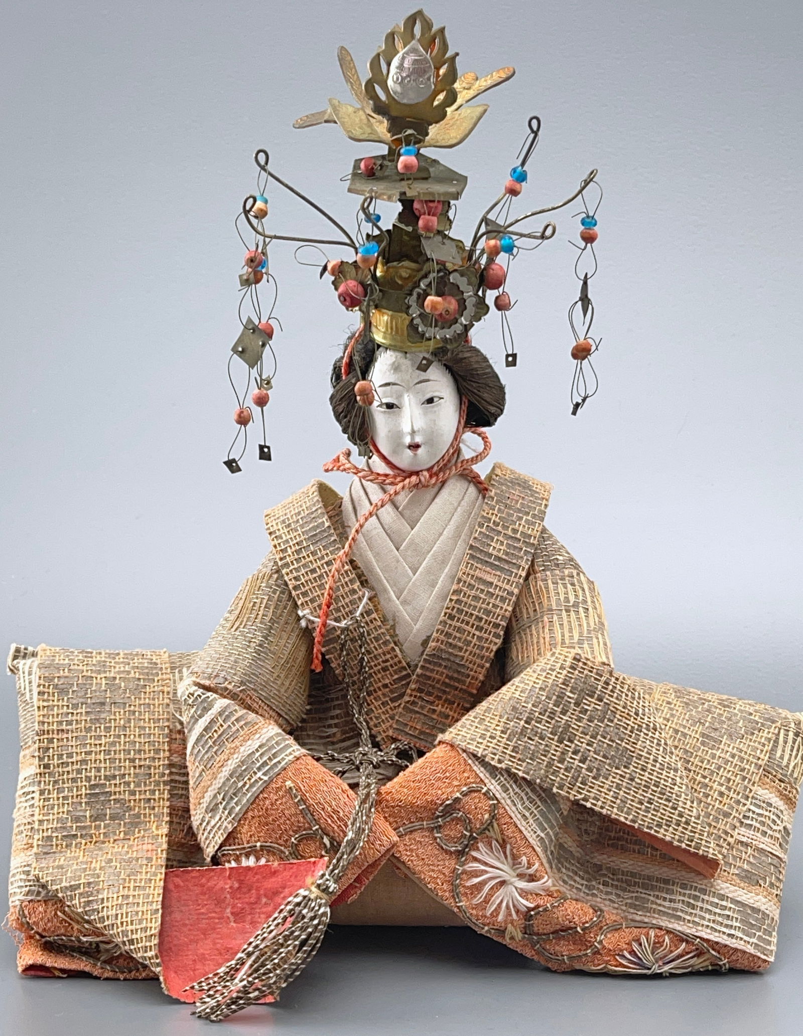Antique Meiji Period Hina Japanese Empress Doll Seated Doll Festival Figurine in Ornate Headdress (1 of 7)