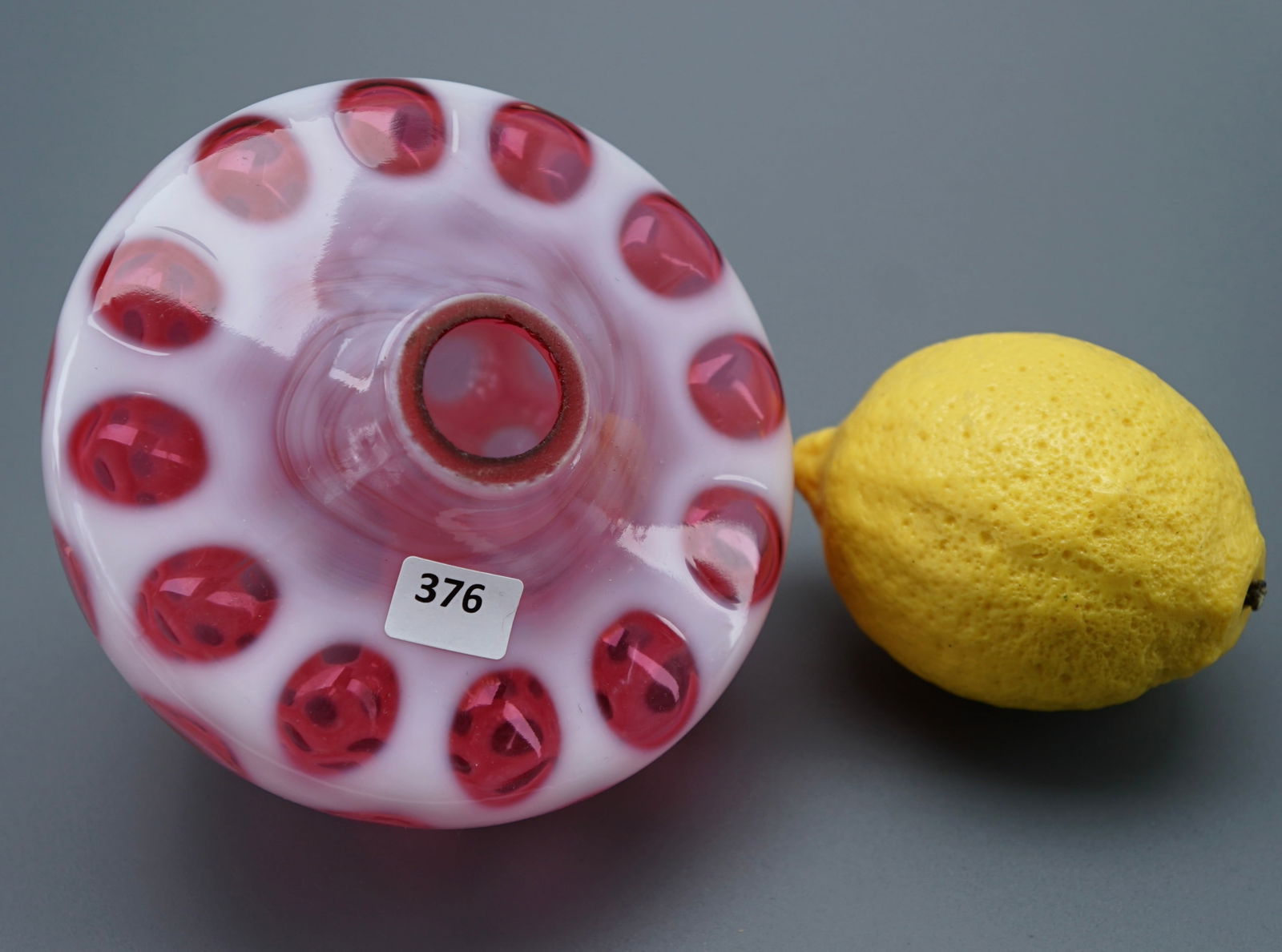 Opalescent White Cased Cranberry Kerosene Lamp Font Vintage Replacement Part Optic Thumbprint Coin (1 of 5)