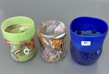 Murano Italy Art Glass Tumblers Lot of 3