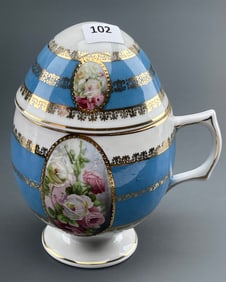 Antique Imperial Russia Easter Egg Covered Cup Kuznetsov Porcelain Manufactory Before 1917