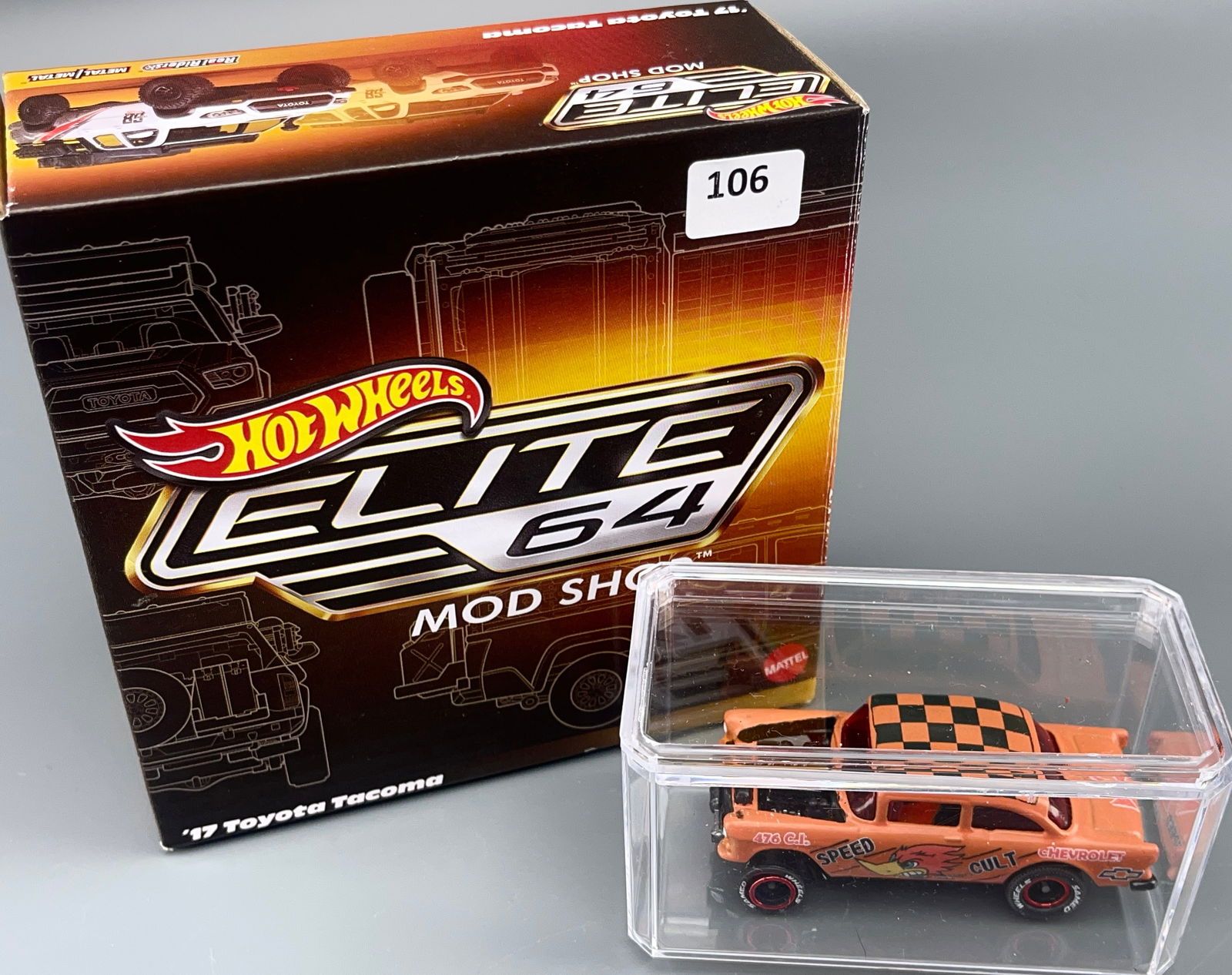 Collectors Elite 64 Mod Shop '17 Toyota Tacoma customizable die-cast model and 55 Chevy Bel Air (1 of 3)