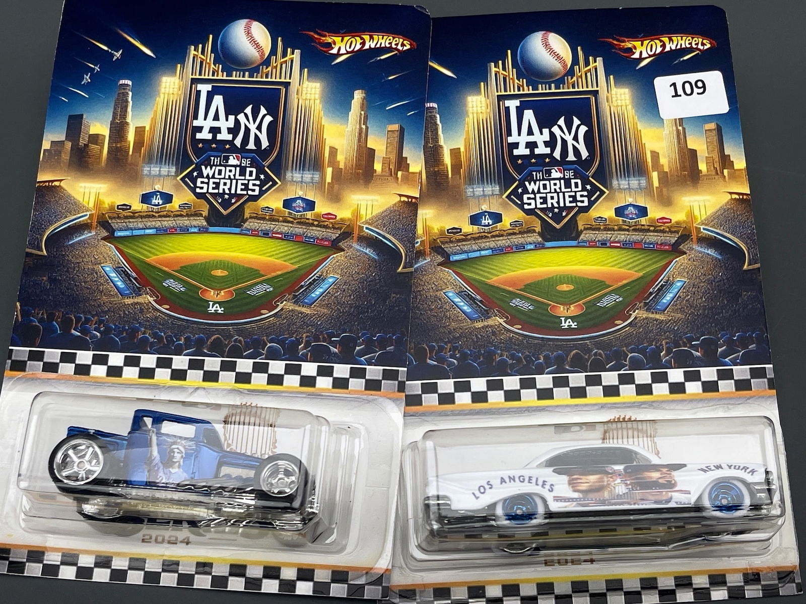 Rare Baseball World Series Los Angeles Dodgers LA NY Sealed Set of 2 Hot Wheels Toy Cars 61 Impala: Rare Baseball World Series Los Angeles Dodgers LA NY Sealed Set of 2 Hot Wheels Toy Cars 61 Impala Bone Shaker Made in Malaysia & Thailand