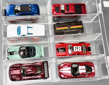 Truck Van Sport etc Eight Miniature Diecast Model Cars In Clear Plastic Case