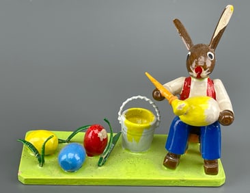 Vintage German Bunny Painting Egg Easter Figurine