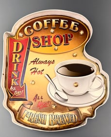 Coffee Shop Advertising Led Lighted Sign Modern Kitchen Wall Decor