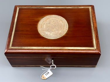 Antique Mahogany Wood Box With Lock and Working Key