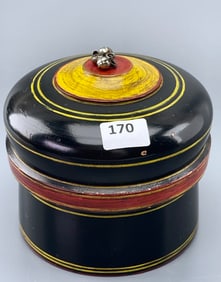 Vintage Art Deco Period Trinket Box with the Lid    Approximately 3 7/8 inches in diameter x 3 1/2