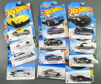 Lot of 12 Porsche Hot Wheels Miniature Sport Diecast Cars by Mattel Never Used