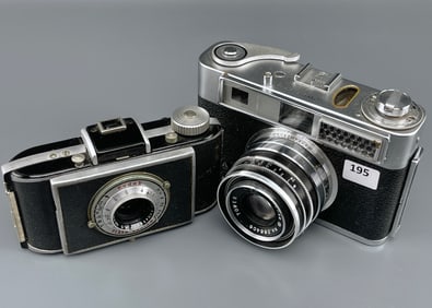 Vintage 35 mm Film Photo Camera Lot of 2 Tower 57-A Kodak Flash Bantam Untested