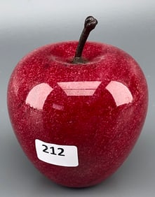 Carved Stone Red Apple Paperweight