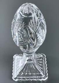 Large Crystal Egg Shaped Finial Paperweight