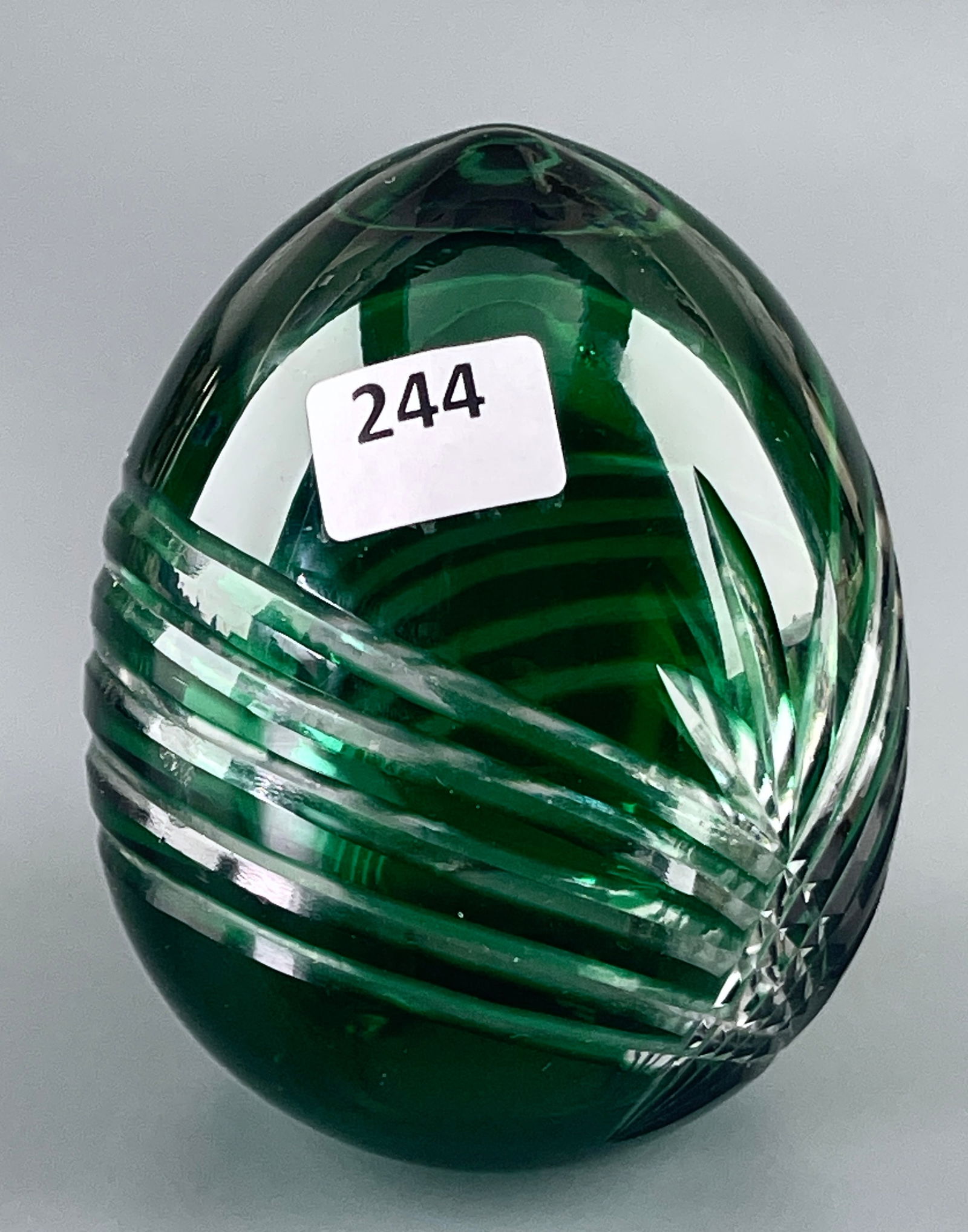 Green Cut To Clear Easter Egg Art Glass Paperweight (1 of 4)