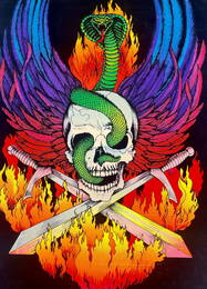 Wings of Hell Vintage Velvet Poster Velva Print Harley Davidson Black Light c 1881