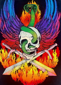 Wings of Hell Vintage Velvet Poster Velva Print Harley Davidson Black Light c 1881 (1 of 8)